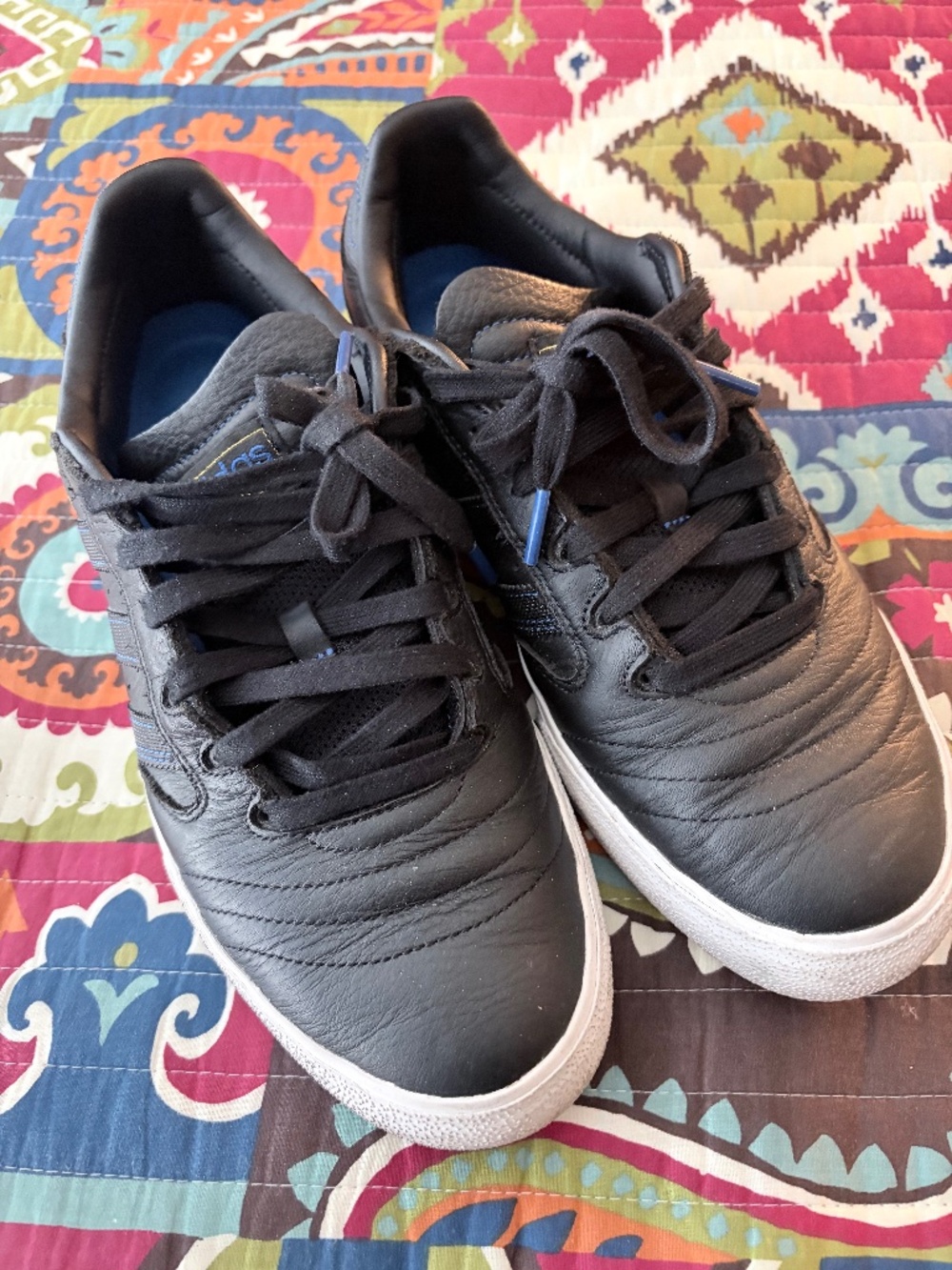 Adidas Busenitz Black Leather Lace-Up Fashion Sneakers Men's Size 9.5